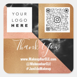 Adesivo Quadrado Obrigado de nome QRCode para logotipo Comprando Ro