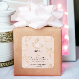 Adesivo Quadrado Obrigado de pérolas do oceano de verão bonito