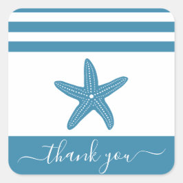 Adesivo Quadrado Obrigado de praia azul-escarlate, você escreve