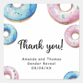 Adesivo Quadrado Obrigado de rosquinhas de Aquarela que o gênero re