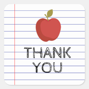 Adesivo Quadrado Obrigado de volta à Escola Professora Apple