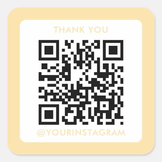 Adesivo Quadrado obrigado digitalizável moderno você marketing códi (Frente)