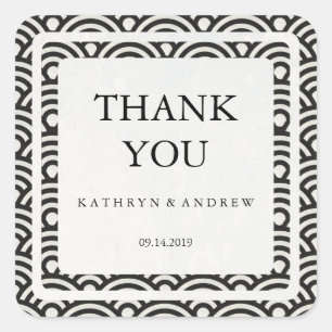 Adesivo Quadrado Obrigado do casamento de Seigaiha do japonês