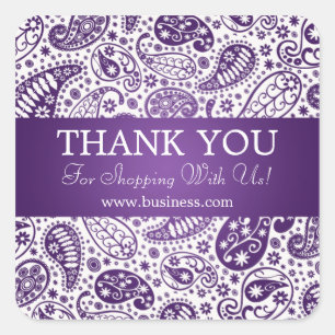Adesivo Quadrado Obrigado do negócio você forma o roxo de Paisley