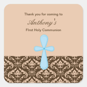 Adesivo Quadrado Obrigado dos meninos do damasco de Brown você