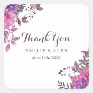 Adesivo Quadrado Obrigado elegante de Boho Botanicals você