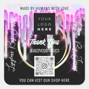 Adesivo Quadrado Obrigado Empresa Código QR Logotipo Digitalize-me