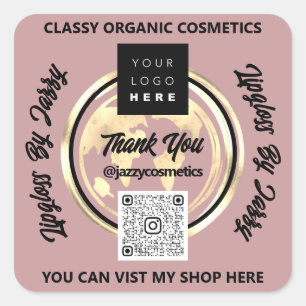 Adesivo Quadrado Obrigado Empresa Código QR Logotipo do Mundo Mapa 