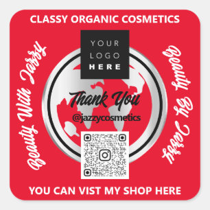 Adesivo Quadrado Obrigado Empresa Código QR Logotipo Dourado MAP Gl
