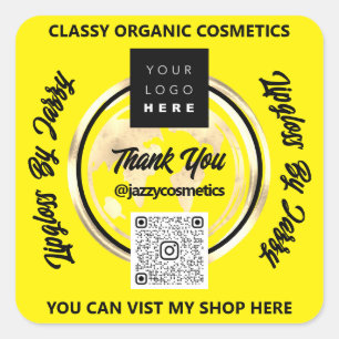 Adesivo Quadrado Obrigado Empresa Código QR Logotipo Mundo Mapa Ter