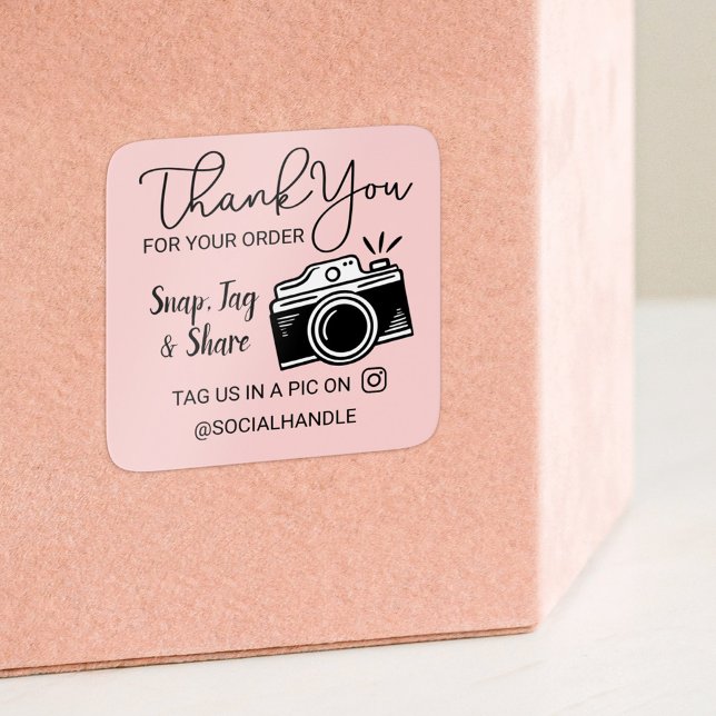 Adesivo Quadrado Obrigado Encaixar, Etiquetar e Compartilhar Câmera (Criador carregado)