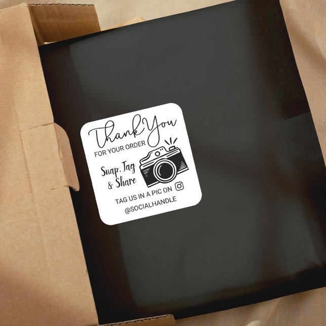 Adesivo Quadrado Obrigado Encaixar, Etiquetar e Compartilhar Câmera (Criador carregado)