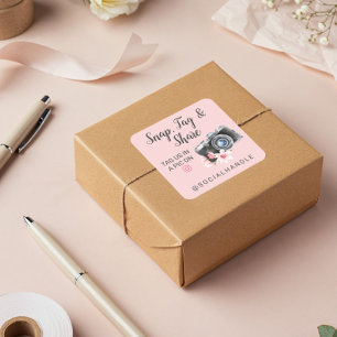 Adesivo Quadrado Obrigado Encaixar, Etiquetar e Compartilhar Câmera