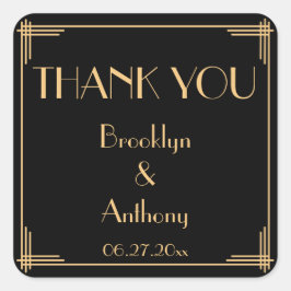 Adesivo Quadrado Obrigado Excelente Gatsby Art Deco Casamento Stick