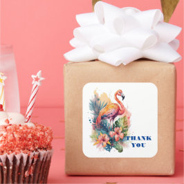 Adesivo Quadrado Obrigado Flamingo
