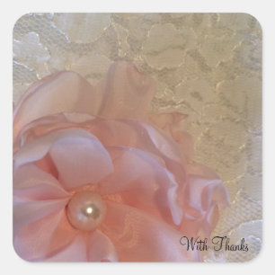 Adesivo Quadrado Obrigado floral do laço branco você