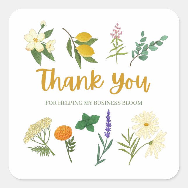 Adesivo Quadrado Obrigado: Focos de Envelope Comercial (Frente)