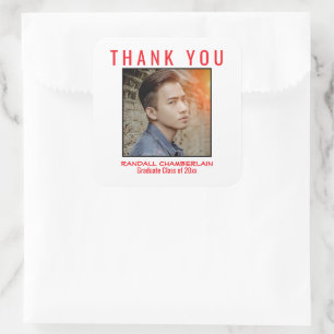 Adesivo Quadrado Obrigado Graduação Foto Personalizada De Preto V