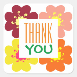 Adesivo Quadrado Obrigado Graphic Flower Birthday