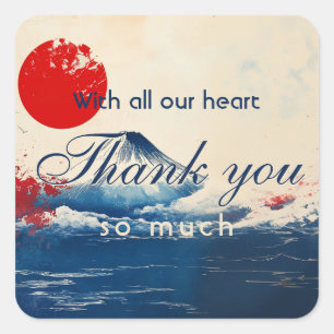 Adesivo Quadrado Obrigado Harmonia Japonesa com Fuji