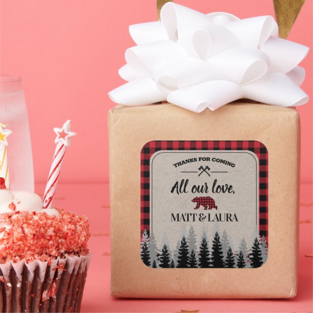 Adesivo Quadrado Obrigado Lenhador Xadrez Búfalo (Festa)