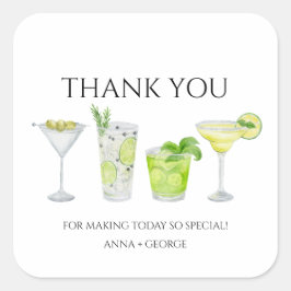 Adesivo Quadrado Obrigado Margarita Cocktail Festa de Casal noivado