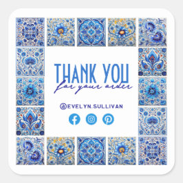 Adesivo Quadrado Obrigado mediterrânico de azulejos