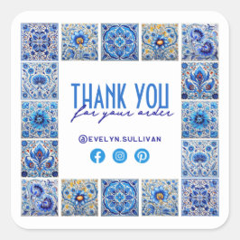 Adesivo Quadrado Obrigado mediterrânico de azulejos