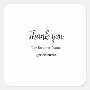 Adesivo Quadrado obrigado mídia social nome da empresa data simples