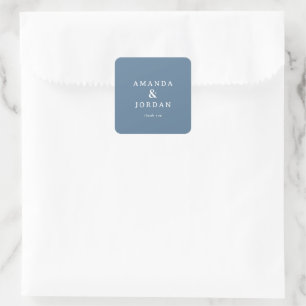 Adesivo Quadrado Obrigado Minimalista Azul Elegante