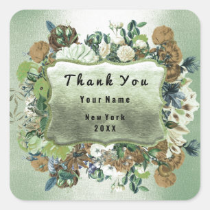 Adesivo Quadrado Obrigado Mint De Frame Floral Frame Rosa