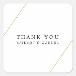 Adesivo Quadrado Obrigado Modern Geométrico Dourado Casamento