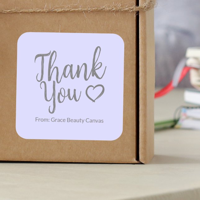 Adesivo Quadrado Obrigado moderno que você escova o script Purple m (Criador carregado)