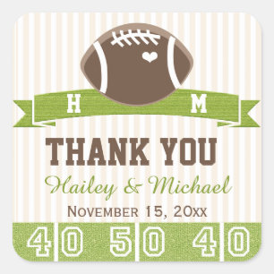 ADESIVO QUADRADO OBRIGADO MONOGRAMMED DO FUTEBOL VOCÊ FAVOR DO