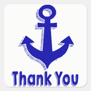 Adesivo Quadrado Obrigado Náutico Azul Marinho Âncora de Navio