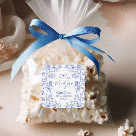 Adesivo Quadrado Obrigado no Chá de Noiva Algo Azul