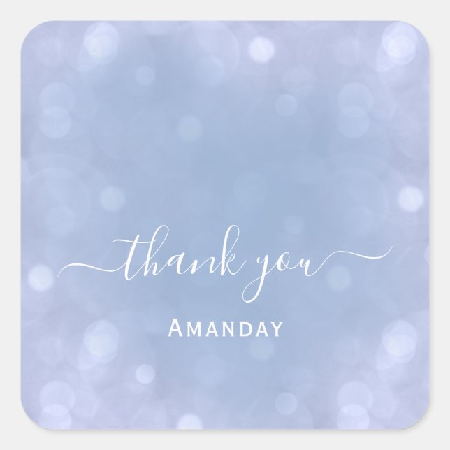 Adesivo Quadrado Obrigado Nome Azul Casamento Pastel Noiva Doce16 (Frente)