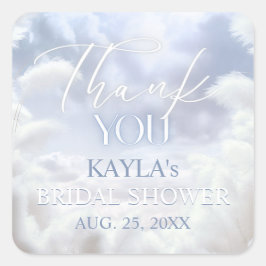 Adesivo Quadrado Obrigado Nove Nuvens 9 Chuveiro de Noiva Pampas