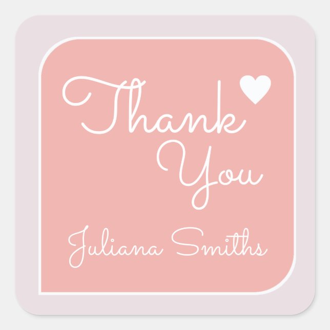 Adesivo Quadrado obrigado / obrigados cor-de-rosa (Frente)