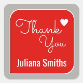 Adesivo Quadrado obrigado / obrigados vermelhos