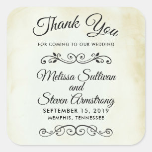 Adesivo Quadrado Obrigado ocidental envelhecido vintage do