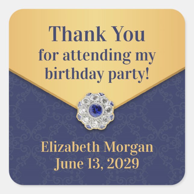 Adesivo Quadrado Obrigado Ouro Damask Sticker (Frente)