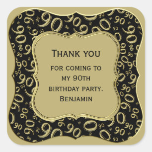 Adesivo Quadrado Obrigado: Padrão de número de 90 Dourado/Colchete 