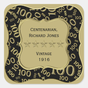 Adesivo Quadrado Obrigado: Padrão numérico 100 Dourado/Colchete p