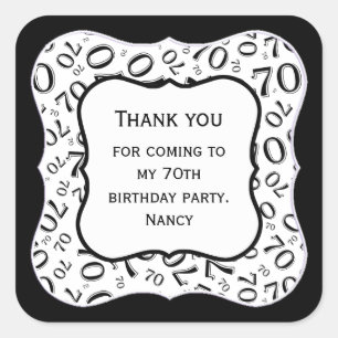 Adesivo Quadrado Obrigado: Padrão Preto/Branco 70 - Colchete