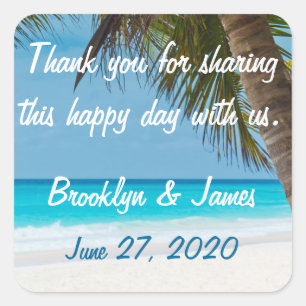 Adesivo Quadrado Obrigado Palm Trees Em Palmeiras De Praia