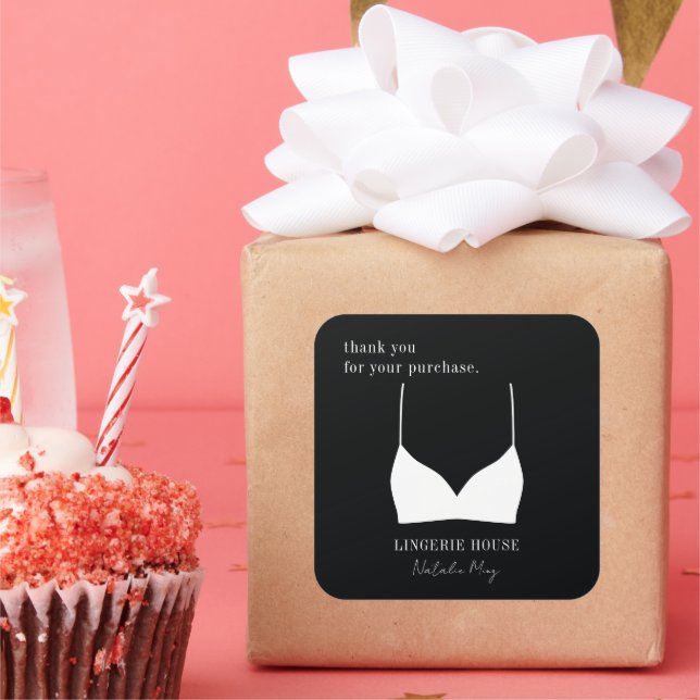 Adesivo Quadrado obrigado para sua compra Lingerie Boutique (Festa)