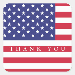Adesivo Quadrado Obrigado patriótico da bandeira americana você
