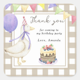 Adesivo Quadrado Obrigado pelo aniversário do Silly Goose