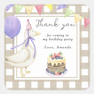 Adesivo Quadrado Obrigado pelo aniversário do Silly Goose